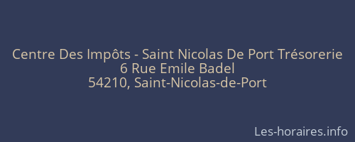 Centre Des Impôts - Saint Nicolas De Port Trésorerie
