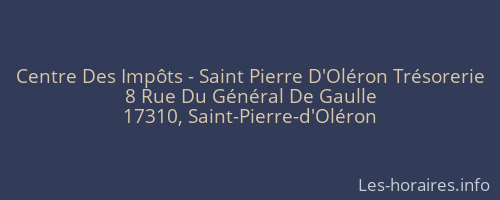 Centre Des Impôts - Saint Pierre D'Oléron Trésorerie