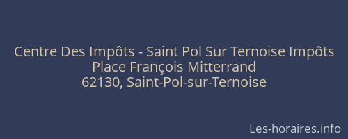 Centre Des Impôts - Saint Pol Sur Ternoise Impôts