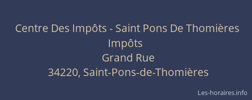 Centre Des Impôts - Saint Pons De Thomières Impôts