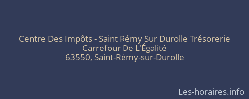 Centre Des Impôts - Saint Rémy Sur Durolle Trésorerie