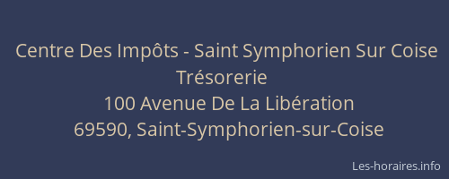 Centre Des Impôts - Saint Symphorien Sur Coise Trésorerie
