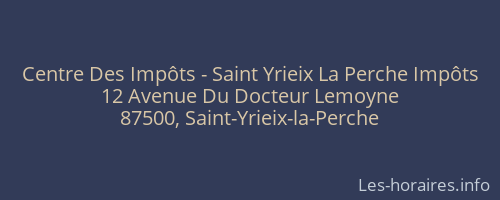 Centre Des Impôts - Saint Yrieix La Perche Impôts