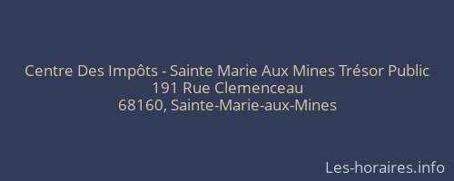 Centre Des Impôts - Sainte Marie Aux Mines Trésor Public