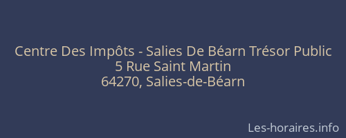 Centre Des Impôts - Salies De Béarn Trésor Public