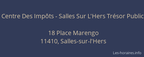Centre Des Impôts - Salles Sur L'Hers Trésor Public