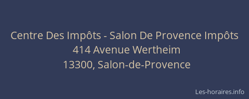 Centre Des Impôts - Salon De Provence Impôts