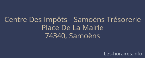Centre Des Impôts - Samoëns Trésorerie