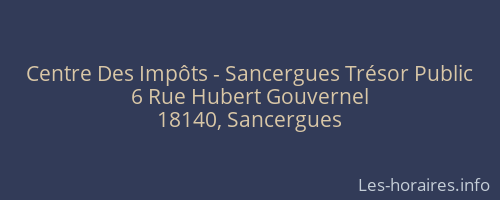 Centre Des Impôts - Sancergues Trésor Public