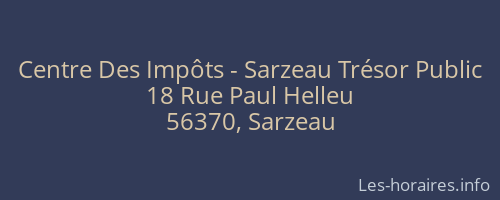 Centre Des Impôts - Sarzeau Trésor Public