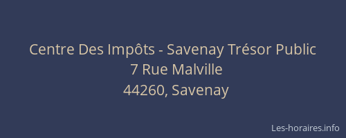 Centre Des Impôts - Savenay Trésor Public