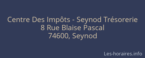 Centre Des Impôts - Seynod Trésorerie