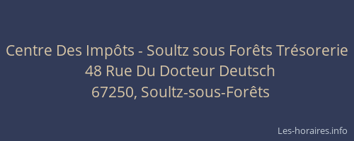 Centre Des Impôts - Soultz sous Forêts Trésorerie