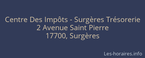 Centre Des Impôts - Surgères Trésorerie