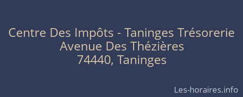 Centre Des Impôts - Taninges Trésorerie
