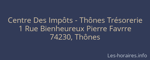 Centre Des Impôts - Thônes Trésorerie