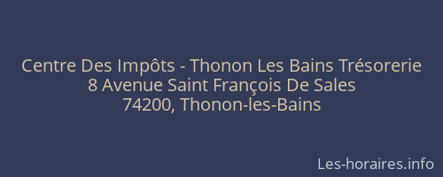 Centre Des Impôts - Thonon Les Bains Trésorerie