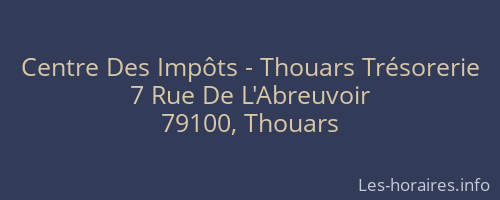 Centre Des Impôts - Thouars Trésorerie