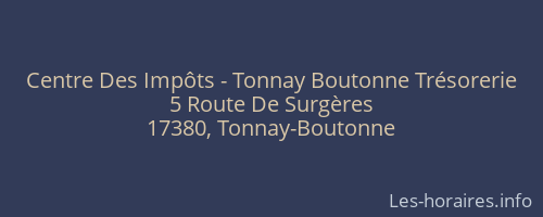 Centre Des Impôts - Tonnay Boutonne Trésorerie