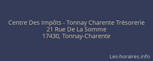 Centre Des Impôts - Tonnay Charente Trésorerie