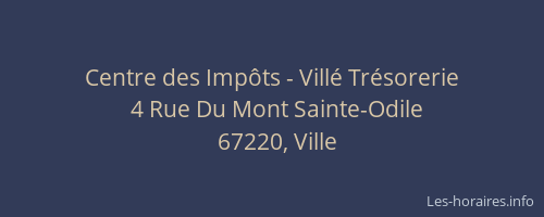 Centre des Impôts - Villé Trésorerie