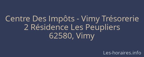 Centre Des Impôts - Vimy Trésorerie