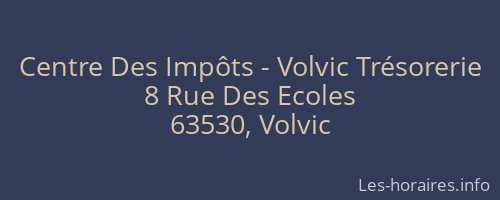 Centre Des Impôts - Volvic Trésorerie
