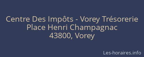 Centre Des Impôts - Vorey Trésorerie