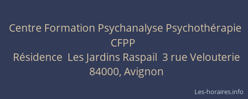 Centre Formation Psychanalyse Psychothérapie CFPP