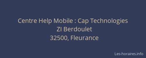 Centre Help Mobile : Cap Technologies
