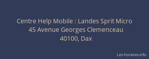 Centre Help Mobile : Landes Sprit Micro