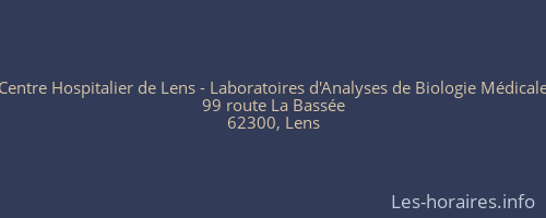 Centre Hospitalier de Lens - Laboratoires d'Analyses de Biologie Médicale