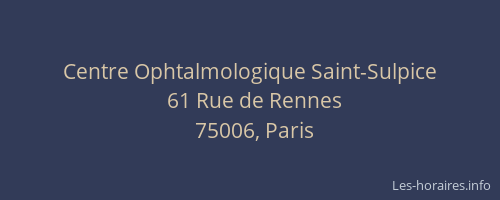 Centre Ophtalmologique Saint-Sulpice