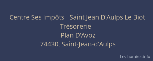 Centre Ses Impôts - Saint Jean D'Aulps Le Biot Trésorerie