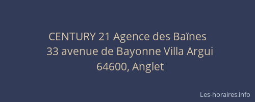 CENTURY 21 Agence des Baïnes