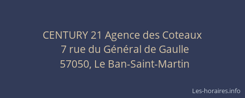 CENTURY 21 Agence des Coteaux