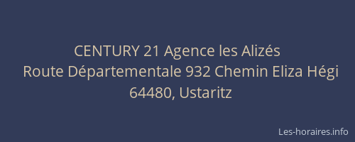 CENTURY 21 Agence les Aliz&eacute;s