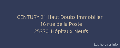 CENTURY 21 Haut Doubs Immobilier