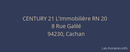 CENTURY 21 L'Immobili&egrave;re RN 20