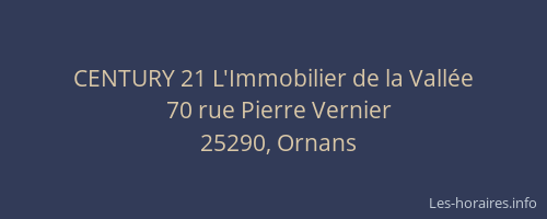 CENTURY 21 L'Immobilier de la Vall&eacute;e