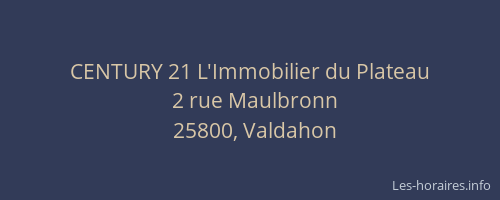 CENTURY 21 L'Immobilier du Plateau