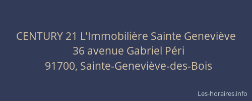 CENTURY 21 L'Immobilière Sainte Geneviève