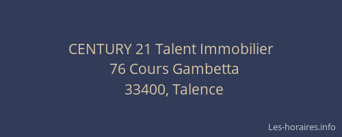 CENTURY 21 Talent Immobilier