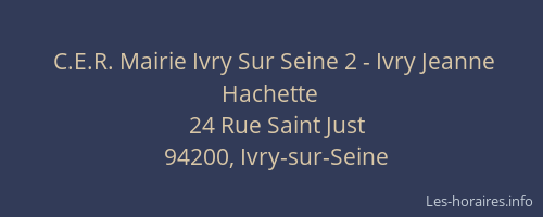 C.E.R. Mairie Ivry Sur Seine 2 - Ivry Jeanne Hachette