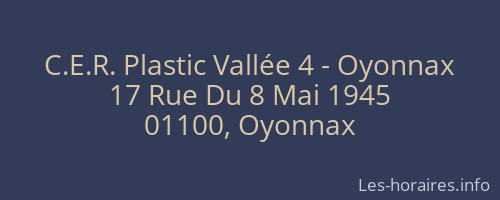 C.E.R. Plastic Vallée 4 - Oyonnax