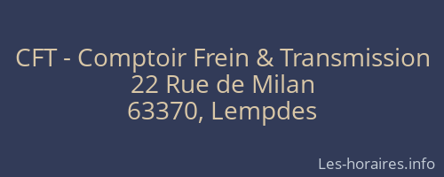 CFT - Comptoir Frein & Transmission