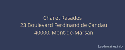 Chai et Rasades