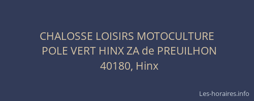 CHALOSSE LOISIRS MOTOCULTURE