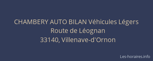 CHAMBERY AUTO BILAN V&eacute;hicules L&eacute;gers