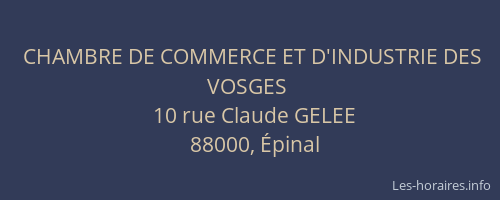 CHAMBRE DE COMMERCE ET D'INDUSTRIE DES VOSGES